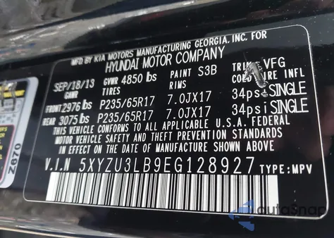 2014 Hyundai Santa Fe Sport 2.4L from USA, damaged, VIN 5XYZU3LB9EG128927